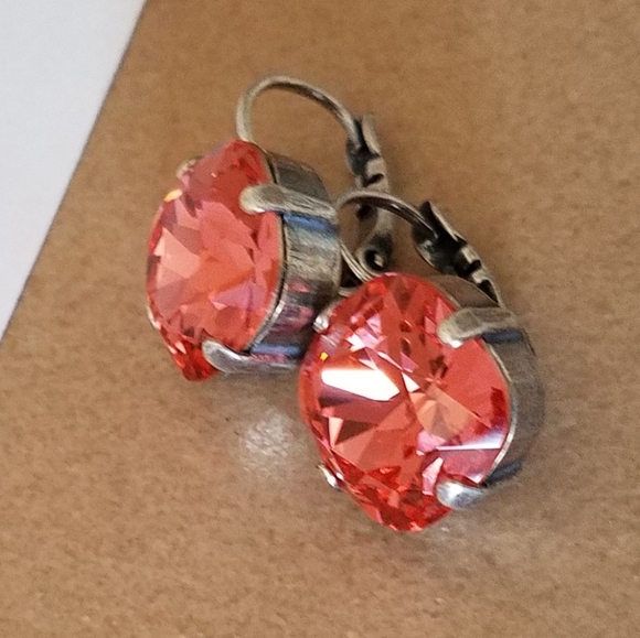 Austrian Crystal Earrings in Antique Silver - Picture 3 of 7